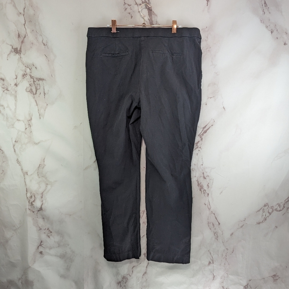 Chicos Pants Womens 2.5 14 Black Knit Pull On Stretchy Office Career Crop Ankle
